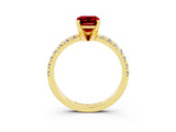 Yellow gold Emerald Cut Solitaire Pave Diamond Engagement Ring with Four-Prong Setting_3