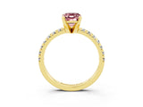 Yellow gold Emerald Cut Solitaire Pave Diamond Engagement Ring with Four-Prong Setting_3