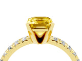 Yellow gold Emerald Cut Solitaire Pave Diamond Engagement Ring with Four-Prong Setting_4