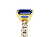 Yellow gold Emerald Cut Solitaire Pave Diamond Engagement Ring with Four-Prong Setting_5