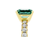 Yellow gold Emerald Cut Solitaire Pave Diamond Engagement Ring with Four-Prong Setting_5