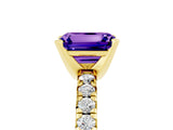 Yellow gold Emerald Cut Solitaire Pave Diamond Engagement Ring with Four-Prong Setting_5