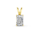 Yellow gold Emerald Cut Solitaire Pendant with Four-Prong Setting_377