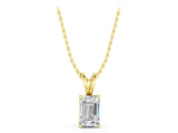 Yellow gold Emerald Cut Solitaire Pendant with Four-Prong Setting_378