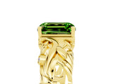 Yellow gold Emerald Cut Solitaire Peridot Leaf-Inspired Vine Band Ring with Prong Setting_5