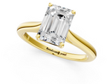 Yellow gold Emerald Cut Solitaire Ring with Cathedral Band and Four-Prong Setting_87