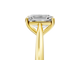 Yellow gold Emerald Cut Solitaire Ring with Cathedral Band and Four-Prong Setting_91