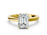Yellow gold Emerald Cut Solitaire Ring with Four-Prong Setting and Classic Band_54