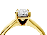 Yellow gold Emerald Cut Solitaire Ring with Four-Prong Setting on a Classic Band_76