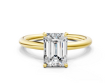 Yellow gold Emerald Cut Solitaire Ring with Thin Band and Four-Prong Setting_36