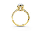 Yellow gold Emerald Cut Solitaire Split Shank Pave Diamond Engagement Ring with Four-Prong Setting_16