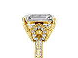 Yellow gold Emerald Cut Solitaire Split Shank Pave Diamond Engagement Ring with Four-Prong Setting_18