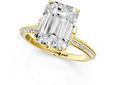 Yellow gold Emerald Cut Solitaire Split Shank Pave Diamond Engagement Ring with Four-Prong Setting_38