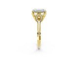 Yellow gold Emerald Cut Solitaire Split Shank Pave Diamond Engagement Ring with Four-Prong Setting_39