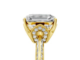 Yellow gold Emerald Cut Solitaire Split Shank Pave Diamond Engagement Ring with Four-Prong Setting_42