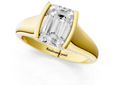 Yellow gold Emerald Cut Solitaire Tension Set Diamond Ring with Split Shank Band_16