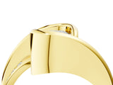 Yellow gold Emerald Cut Solitaire Tension-Set Diamond Split Shank Ring_24