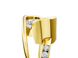 Yellow gold Emerald Cut Solitaire Tension-Set Diamond Split Shank Ring_25