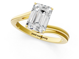 Yellow gold Emerald Cut Solitaire Twist Band Ring with Four-Prong Setting_34