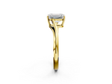 Yellow gold Emerald Cut Solitaire Twist Band Ring with Four-Prong Setting_35