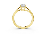 Yellow gold Emerald Cut Solitaire Twist Band Ring with Four-Prong Setting_36