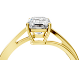 Yellow gold Emerald Cut Solitaire Twist Band Ring with Four-Prong Setting_37