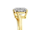 Yellow gold Emerald Cut Solitaire Twist Band Ring with Four-Prong Setting_38
