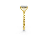 Yellow gold Emerald Cut Solitaire Twisted Band 4-Prong Ring_17