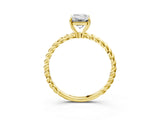 Yellow gold Emerald Cut Solitaire Twisted Band 4-Prong Ring_18