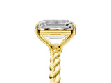 Yellow gold Emerald Cut Solitaire Twisted Band 4-Prong Ring_20