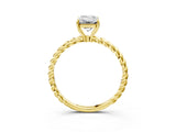 Yellow gold Emerald Cut Solitaire Twisted Band 4-Prong Ring_6