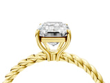 Yellow gold Emerald Cut Solitaire Twisted Band 4-Prong Ring_7
