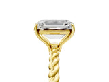Yellow gold Emerald Cut Solitaire Twisted Band 4-Prong Ring_8
