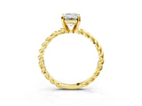 Yellow gold Emerald Cut Solitaire Twisted Band with Four-Prong Setting_95