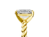Yellow gold Emerald Cut Solitaire Twisted Band with Four-Prong Setting_97