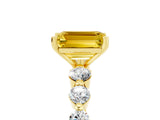 Yellow gold Emerald Cut Solitaire Yellow Sapphire Ring with Pave Band and Four-Prong Setting_29