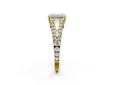 Yellow gold Emerald Cut Split Shank Pave Diamond Engagement Ring with Four-Prong Setting_30