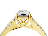 Yellow gold Emerald Cut Split Shank Pave Diamond Engagement Ring with Four-Prong Setting_32