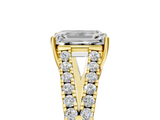 Yellow gold Emerald Cut Split Shank Pave Diamond Engagement Ring with Four-Prong Setting_33