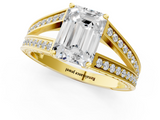 Yellow gold Emerald Cut Split Shank Pave Diamond Ring with Four-Prong Setting_45