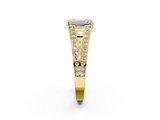 Yellow gold Emerald Cut Split Shank Pave Diamond Ring with Four-Prong Setting_46
