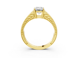 Yellow gold Emerald Cut Split Shank Pave Diamond Ring with Four-Prong Setting_47