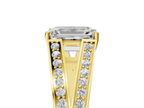 Yellow gold Emerald Cut Split Shank Pave Diamond Ring with Four-Prong Setting_49