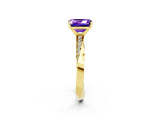 Yellow gold Emerald Cut Tanzanite Engagement Ring with Side Stone Accents and Four-Prong Setting_29