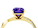 Yellow gold Emerald Cut Tanzanite Engagement Ring with Side Stone Accents and Four-Prong Setting_31