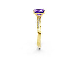 Yellow gold Emerald Cut Tanzanite Engagement Ring with Side Stone Accents and Four-Prong Setting_62