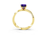 Yellow gold Emerald Cut Tanzanite Engagement Ring with Side Stone Accents and Four-Prong Setting_63