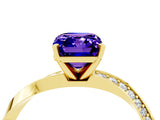 Yellow gold Emerald Cut Tanzanite Engagement Ring with Side Stone Accents and Four-Prong Setting_64