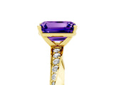 Yellow gold Emerald Cut Tanzanite Engagement Ring with Side Stone Accents and Four-Prong Setting_65
