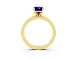 Yellow gold Emerald Cut Tanzanite Milgrain Pavé Engagement Ring with Four-Prong Setting_15